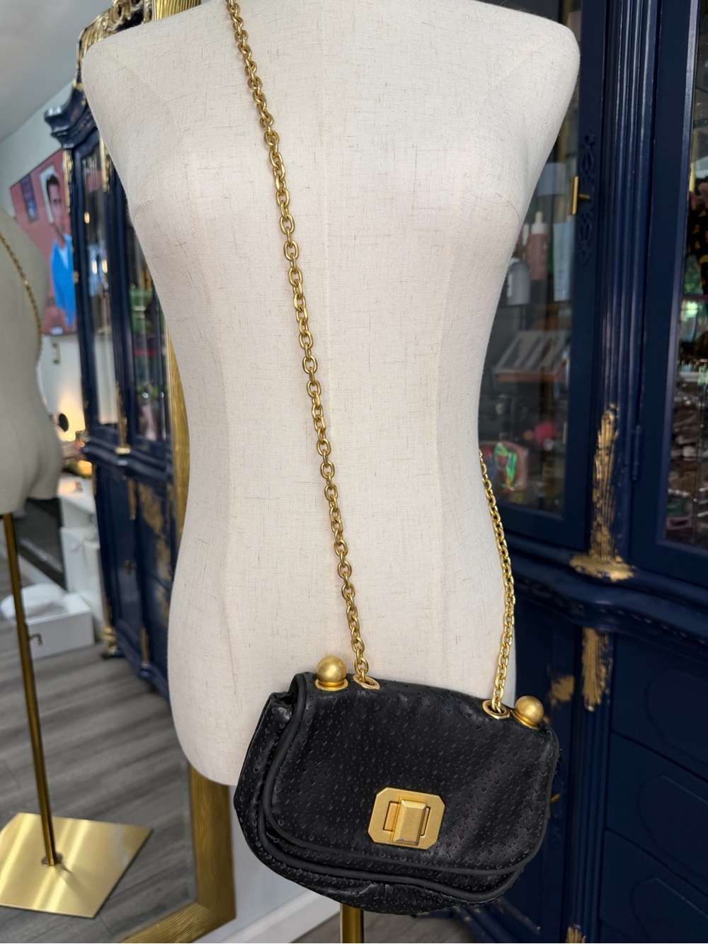 Vintage Juicy Couture Black Perforated Leather Heart Crossbody Bag